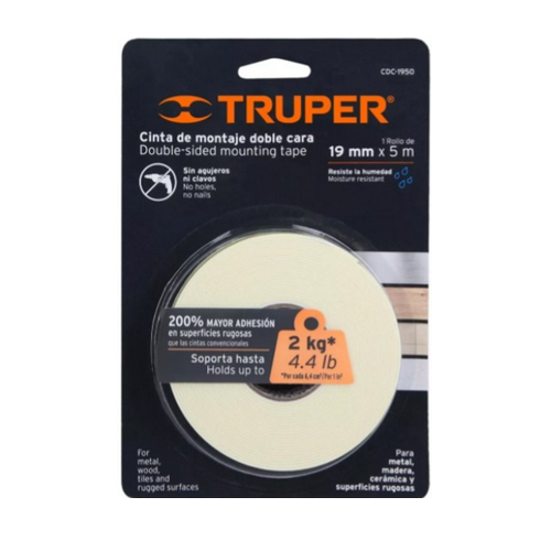 Cinta Doble Contacto Trupper 19 MM x 5 Mts