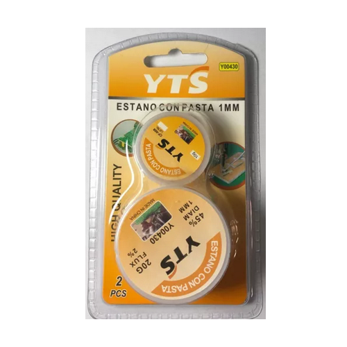 Set Soldadura Estaño YTS 1MM 20 Grs mas Pasta 10 Grs