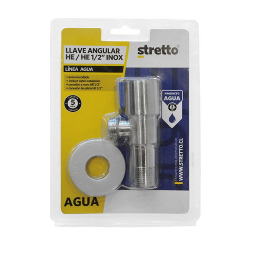 Llave Angular He-He ½” Stretto Inox.