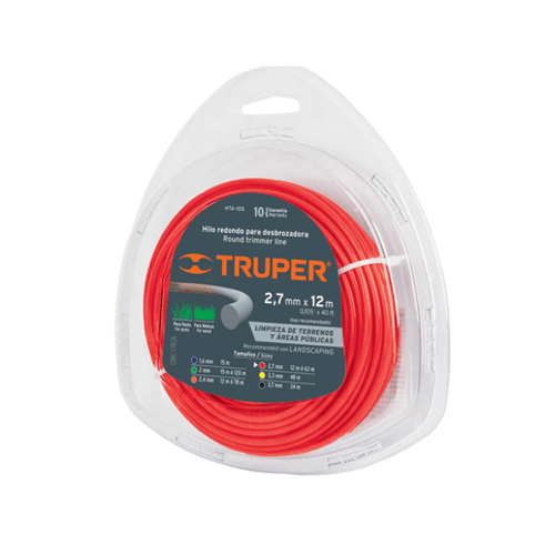 Nylon Orilladora Truper 2,7 Mm x 12 Mts